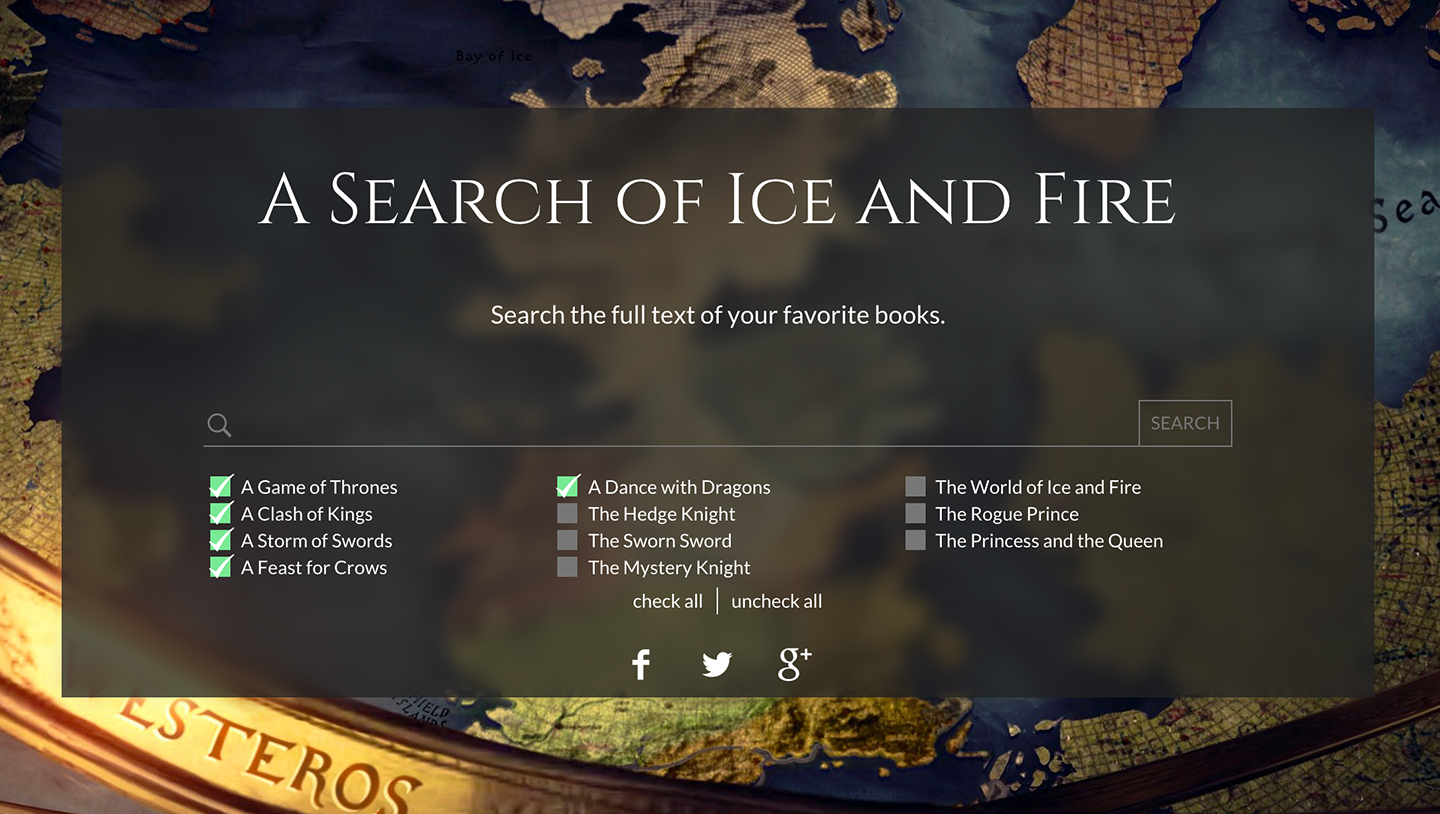 A Search of Ice and Fire